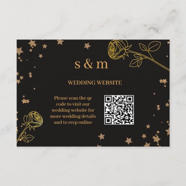 Modern Luxury Gold Foil QR Code Wedding Website Enclosure Card (Front)