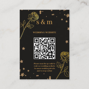 Modern Luxury Gold Foil QR Code Wedding Website Enclosure Card