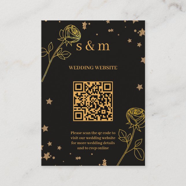 Modern Luxury Gold Foil QR Code Wedding Website Enclosure Card (Front)