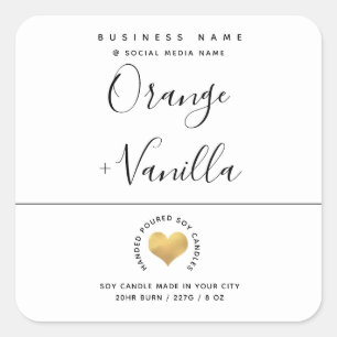 Modern luxury gold heart typography  candle   square sticker