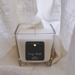 Modern luxury gold heart typography candle square sticker