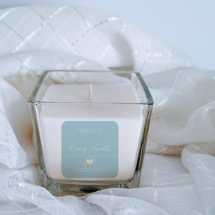 Modern luxury gold heart typography candle square sticker