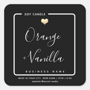 Modern luxury gold heart typography  candle    square sticker