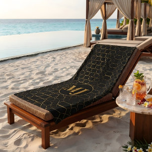 Modern Luxury Gold Monogram Personalised Beach Towel