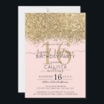 Modern Luxury Gold Pink Glitter Confetti Sweet 16 Invitation<br><div class="desc">The elegant, glamourous, and modern sweet sixteen birthday party invitation is perfect for the contemporary and stylish young teenage girl. It features a faux printed gold sparkly glitter confetti speckled colour block on top of a simple blush pink background with a large number "16" in a matching gold-tone. The back...</div>
