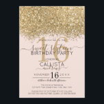 Modern Luxury Gold Pink Glitter Confetti Sweet 16 Invitation<br><div class="desc">The elegant, glamourous, and modern sweet sixteen birthday party invitation is perfect for the contemporary and stylish young teenage girl. It features a faux printed gold sparkly glitter confetti speckled colour block on top of a simple blush pink background with a large number "16" in a matching gold-tone. The back...</div>
