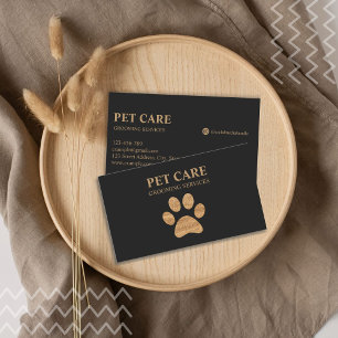 Modern Luxury Golden Paw Pet Grooming Service Business Card