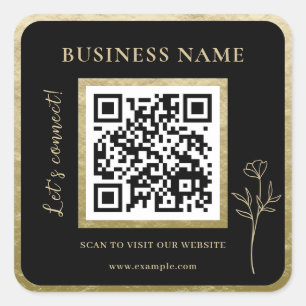 Modern Luxury Golden Professional Business QR Code Square Sticker
