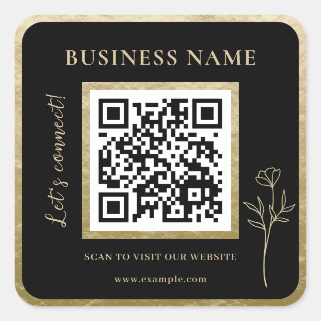 Modern Luxury Golden Professional Business QR Code Square Sticker (Front)