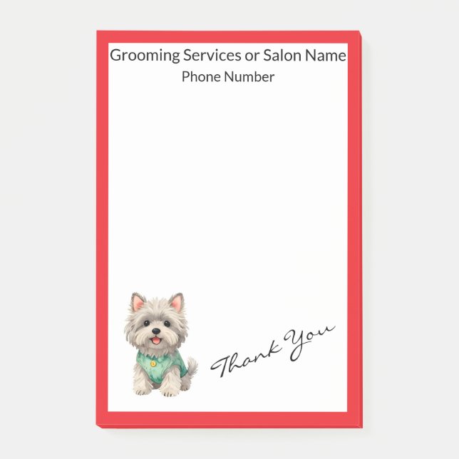 Modern Luxury Grooming Pet Personalised Collection Post-it Notes (Front)