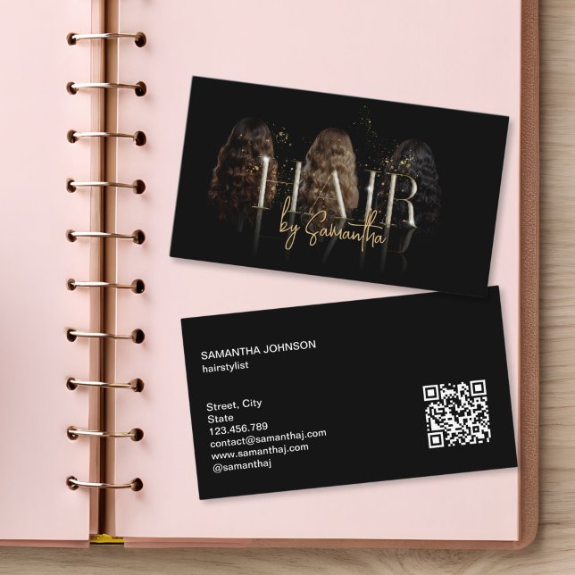 modern luxury hair stylist wigs extensions business card (wigs and hair extensions business cards)
