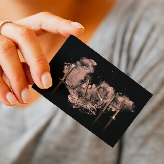 modern luxury lash artist rose gold typography business card (Creator Uploaded)