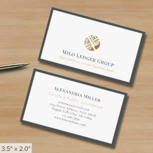 Modern Luxury Logo Grey Border Business Card