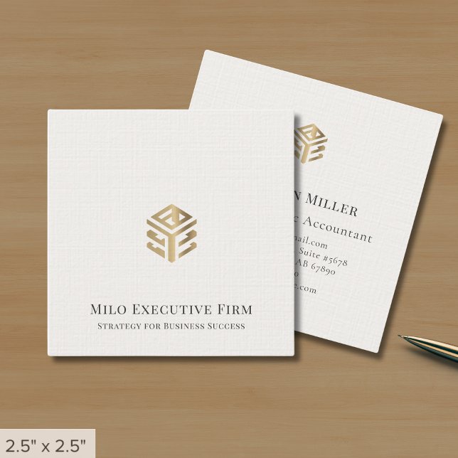 Modern Luxury Logo Linen Square Business Card (Creator Uploaded)
