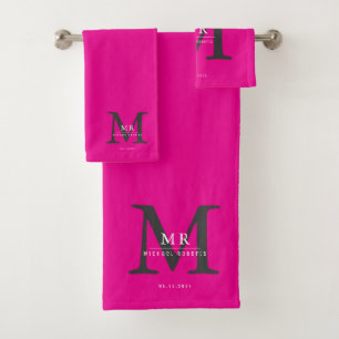 Modern Luxury Monogram Colour Match  Bath Towel Set