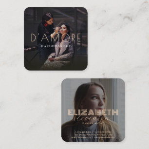 Modern Luxury Professional Gold Abstract 2 Photos Square Business Card