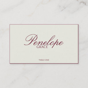 Modern Luxury Red Old Money Wedding Place Card