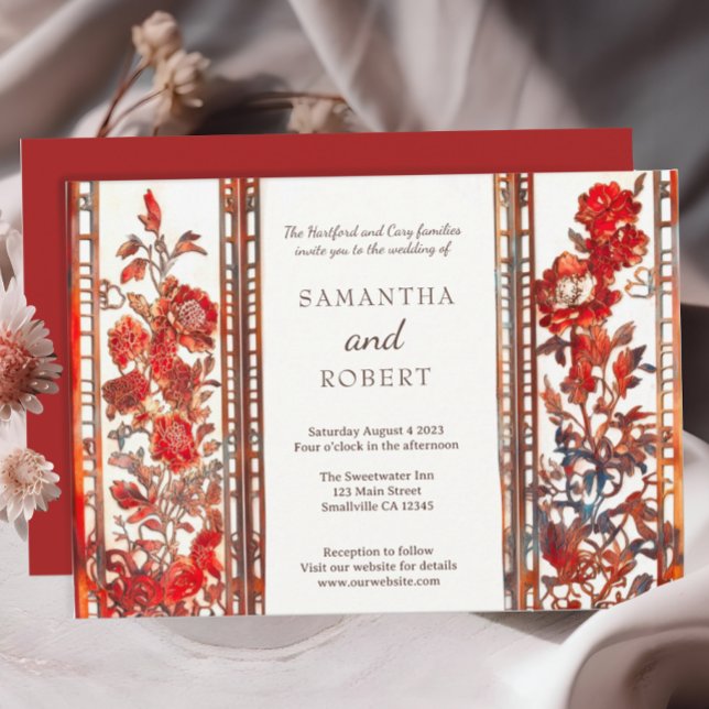 Modern Luxury Ruby Asian Wedding Invitation (Creator Uploaded)