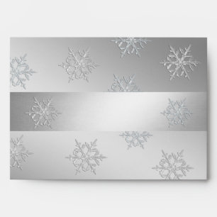 Modern luxury silver snowflakes Holiday Envelope