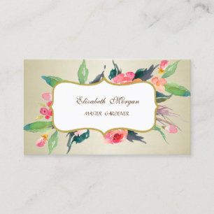 Modern Luxury Sophisticated-Watercolor Flowers Business Card