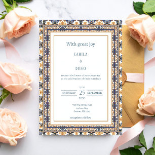 Modern Luxury Talavera Tile Wedding Invitation