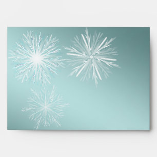 Modern luxury watercolor  snowflakes Holiday Envelope