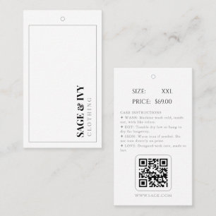 Modern Luxury White Black Minimalist QR Code Tag