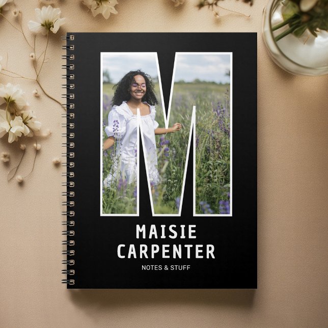Modern "M" Photo Initial Monogram Notebook (Creator Uploaded)