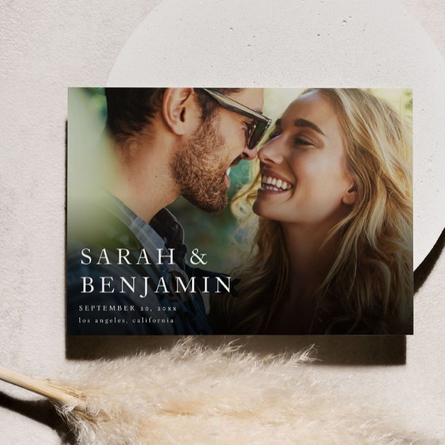 Modern M V2 Photo Horizontal Chic Save the Date Invitation (Creator Uploaded)