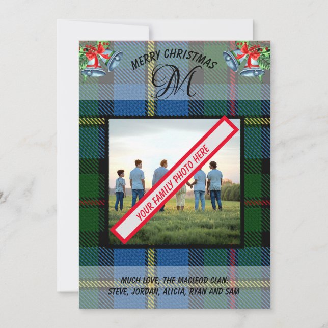 Modern MacLeod Clan's Tartan Photo Xmas Card (Front)