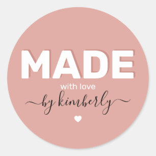 Modern Made With Love Personalised Classic Round Sticker