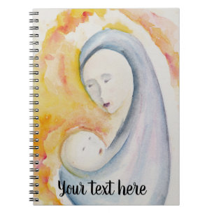 Modern Madonna and Child Customisable Watercolor  Notebook