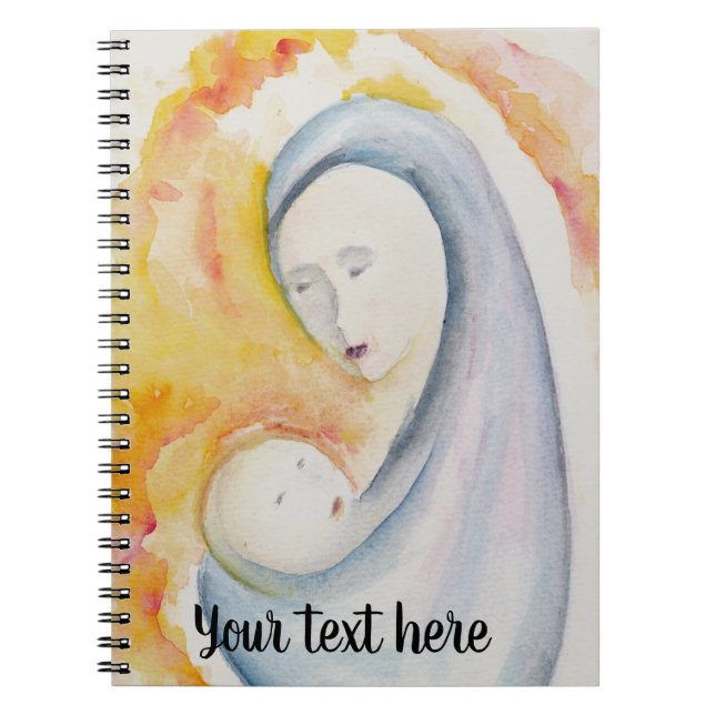 Modern Madonna and Child Customisable Watercolor  Notebook (Front)