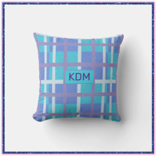 Modern Madras Purple and Blue Pillow