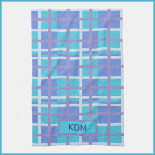 Modern Madras Purple and Blue Tea Towel
