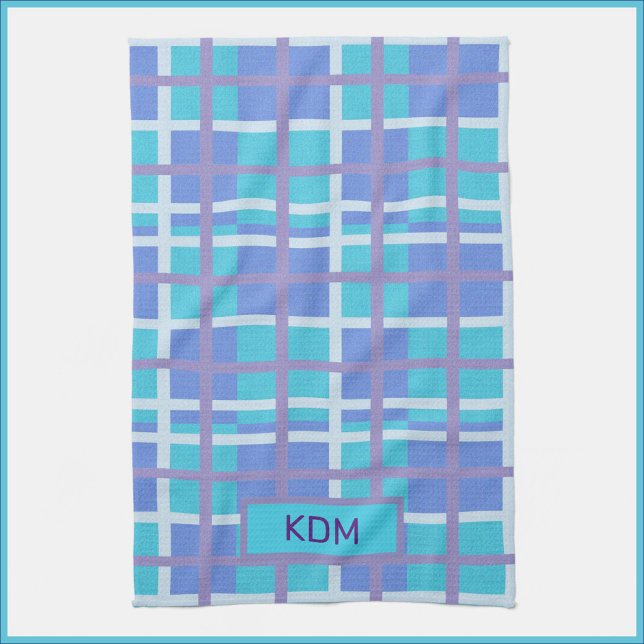 Modern Madras Purple and Blue Tea Towel (Creator Uploaded)