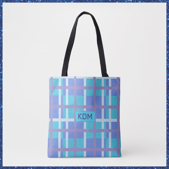 Modern Madras Purple and Blue  Tote Bag (Creator Uploaded)