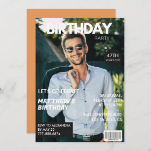 Modern Magazine Cover for him 47th birthday Invitation