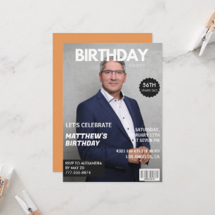Modern Magazine Cover for him 56th birthday Invitation