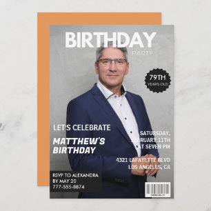Modern Magazine Cover for him Photo 79th birthday Invitation