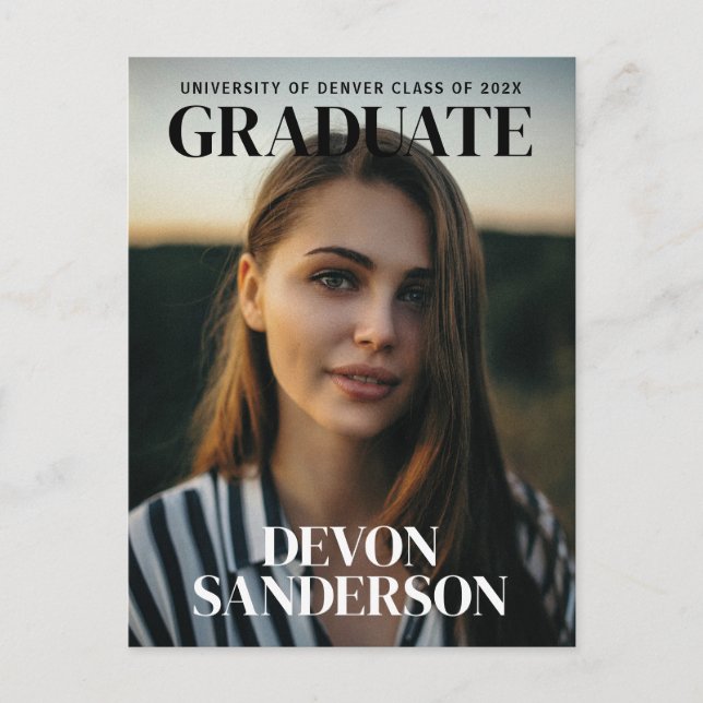 Modern Magazine Cover Graduation Announcement Postcard (Front)