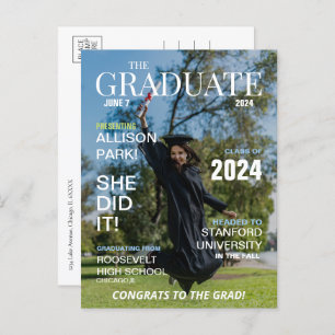 Modern Magazine Photo Graduation  Invitation Postcard
