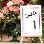 Modern Magenta and Black Minimal Wedding Table Number<br><div class="desc">This modern magenta and black table number card is beautifully simple yet elegant, and perfect any time of year. Prop on a small easel or in a clear frame so the viva magenta backside pops. Use the simple template to enter your table numbers one at a time, and add to...</div>