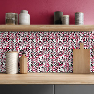 Modern Magenta Black Grey Geometric Ceramic Tile