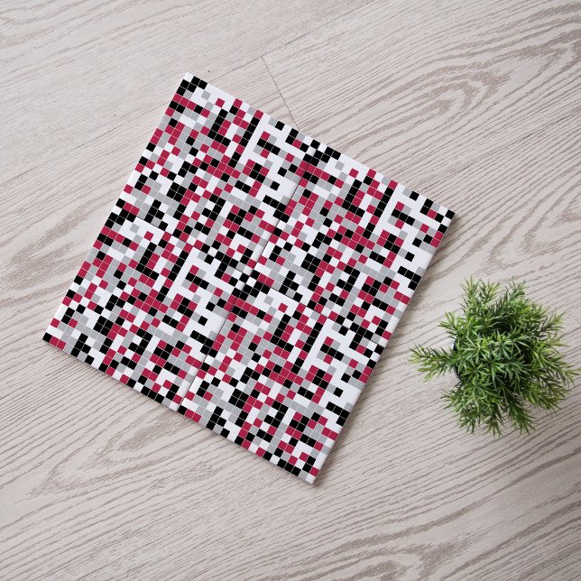 Modern Magenta Black Grey Geometric Ceramic Tile (Creator Uploaded)