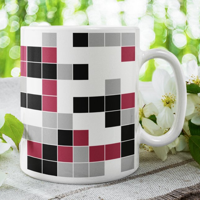Modern Magenta Black Grey Geometric Coffee Mug (Creator Uploaded)