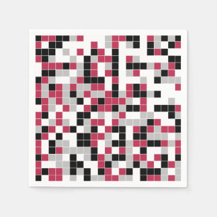 Modern Magenta Black Grey Geometric Napkin
