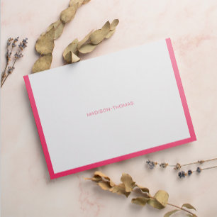 Modern Magenta Border Name Stationery Card