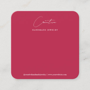 Modern Magenta Handwritten Script Jewellery Displa Square Business Card