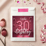 Modern Magenta Pink 30th Birthday Thank You Favour Bag<br><div class="desc">Elevate your milestone celebration with these chic and modern 30th birthday favor bags. Featuring a stunning deep magenta and berry pink design, this favor bag showcases a bold 3D-effect "30" and elegant white script typography that pops against a backdrop of metallic balloons and celebratory confetti. Perfect for holding candy, jewelry,...</div>